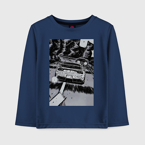 Детский лонгслив Авто jdm / Тёмно-синий – фото 1