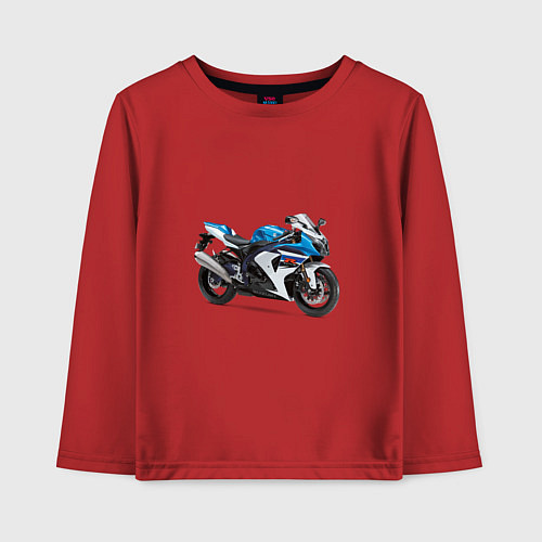 Детский лонгслив Крутой спортивный мотоцикл / Красный – фото 1