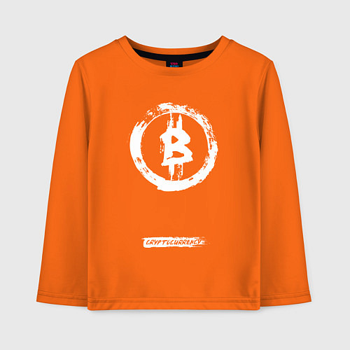 Детский лонгслив Биткоин белый - криптовалюта / Оранжевый – фото 1