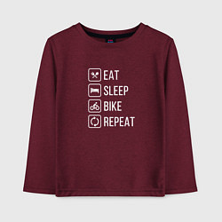 Лонгслив хлопковый детский Eat sleep bike repeat, цвет: меланж-бордовый