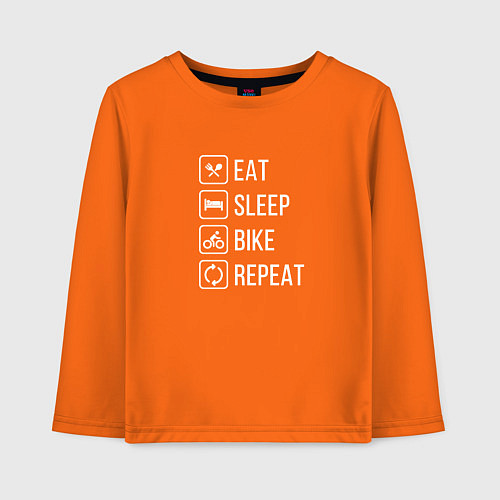 Детский лонгслив Eat sleep bike repeat / Оранжевый – фото 1