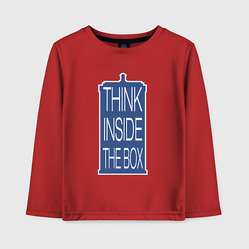Детский лонгслив Think inside the box / Красный – фото 1