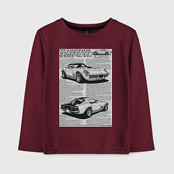 Лонгслив хлопковый детский Chevrolet Corvette, цвет: меланж-бордовый