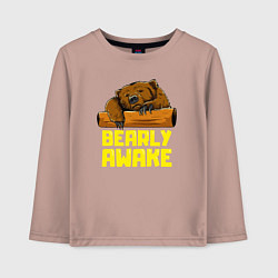 Лонгслив хлопковый детский Bearly awake, цвет: пыльно-розовый