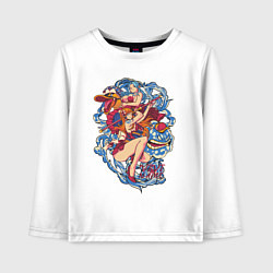 Лонгслив хлопковый детский Оne piece виви и нами vivi and nami, цвет: белый