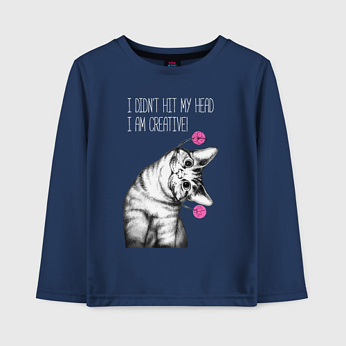 Детский лонгслив Я не ударился головой - я креативный / Тёмно-синий – фото 1