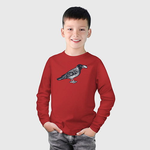 Детский лонгслив Ворона с денежкой / Красный – фото 3