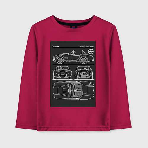 Детский лонгслив Ford shelby cobra / Маджента – фото 1