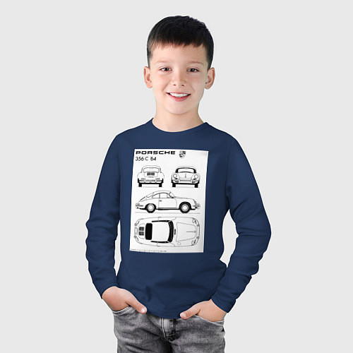 Детский лонгслив Машина Porsche / Тёмно-синий – фото 3