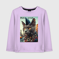 Лонгслив хлопковый детский Уличный кот панк музыкант - нейросеть, цвет: лаванда