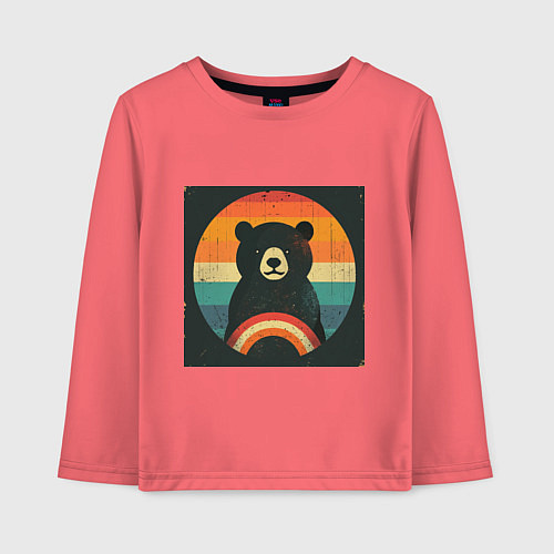 Детский лонгслив Медведь хотел смотреть закат, но вышло как то наоб / Коралловый – фото 1