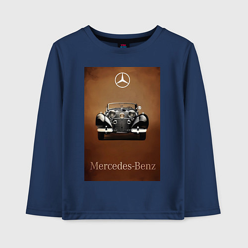 Детский лонгслив Mercedes-benz автомобиль / Тёмно-синий – фото 1