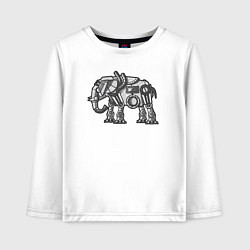 Лонгслив хлопковый детский Механический слон, цвет: белый