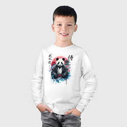 Лонгслив хлопковый детский Panda - bushido samurai code, цвет: белый — фото 2