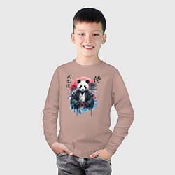 Лонгслив хлопковый детский Panda - bushido samurai code, цвет: пыльно-розовый — фото 2