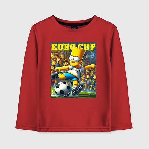 Детский лонгслив Euro cup - Bart Simpson / Красный – фото 1