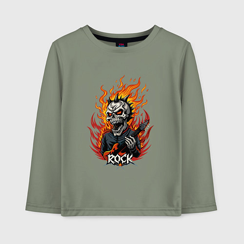 Детский лонгслив Скелет рок музыкант / Авокадо – фото 1