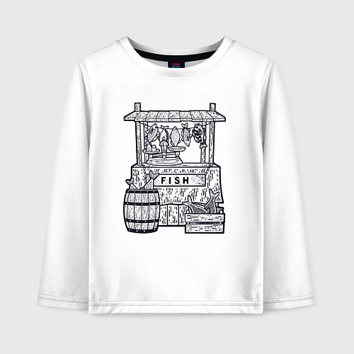 Детский лонгслив Рыбная лавка / Белый – фото 1