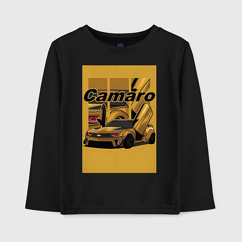 Детский лонгслив Chevrolet Camaro авто / Черный – фото 1