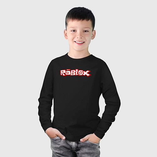 Детский лонгслив Roblox красный мем / Черный – фото 3