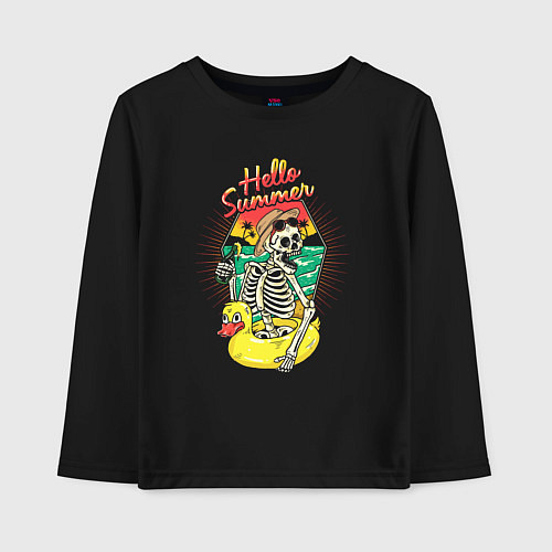 Детский лонгслив Здравствуй лето / Черный – фото 1