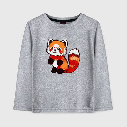 Детский лонгслив Красная панда в полный рост / Меланж – фото 1