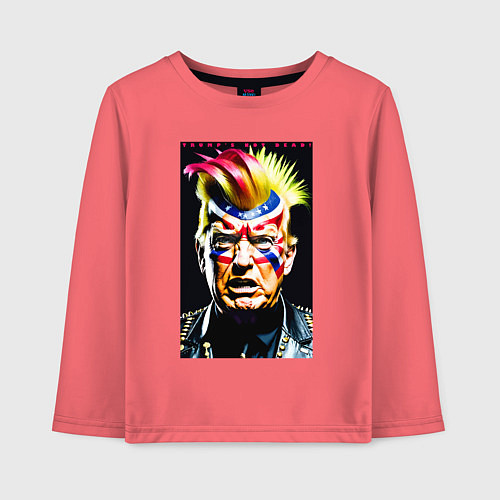 Детский лонгслив Панк Дональд Трамп - жесть / Коралловый – фото 1