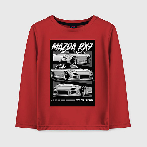 Детский лонгслив Mazda rx-7 JDM авто / Красный – фото 1
