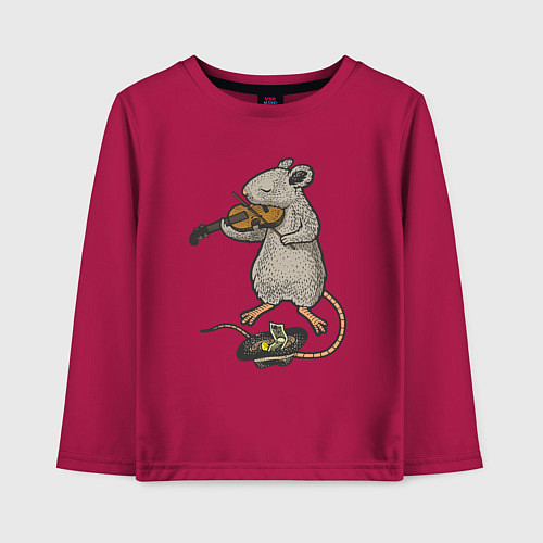 Детский лонгслив Мышонок скрипач / Маджента – фото 1