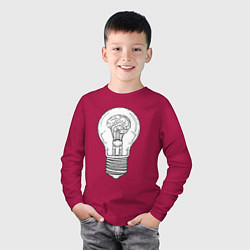 Лонгслив хлопковый детский Мозг и лампочка, цвет: маджента — фото 2