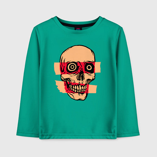 Детский лонгслив Череп рентген / Зеленый – фото 1
