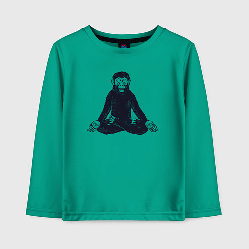 Детский лонгслив Yoga monkey / Зеленый – фото 1