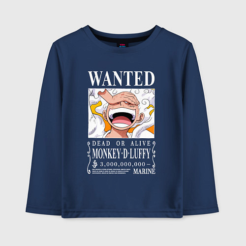 Детский лонгслив Monkey D Luffy - wanted / Тёмно-синий – фото 1