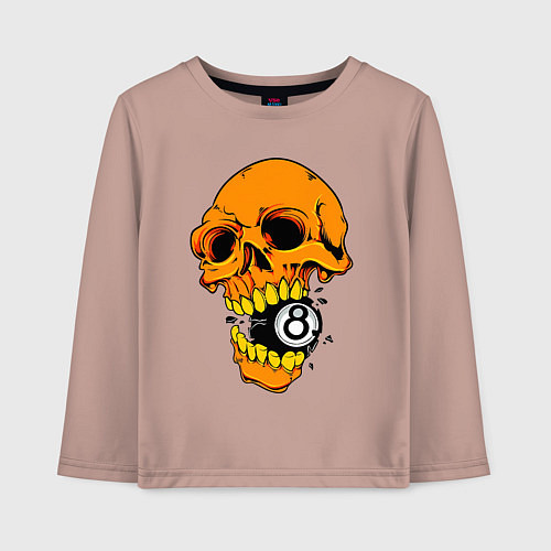 Детский лонгслив Череп и бильярдный шар 8 / Пыльно-розовый – фото 1
