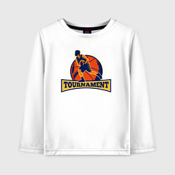 Лонгслив хлопковый детский Турнир по баскету, цвет: белый