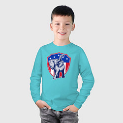 Лонгслив хлопковый детский Elephant USA, цвет: бирюзовый — фото 2