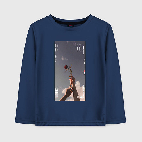 Детский лонгслив Фото розы / Тёмно-синий – фото 1