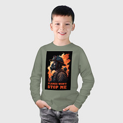 Лонгслив хлопковый детский Пламя не остановит меня, цвет: авокадо — фото 2