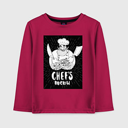 Лонгслив хлопковый детский Шеф повар кулинар, цвет: маджента