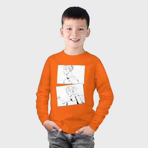Детский лонгслив Эмоции Сугуру Гето - Магическая битва / Оранжевый – фото 3