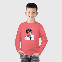 Лонгслив хлопковый детский Jeong Wooyoung Ateez, цвет: коралловый — фото 2