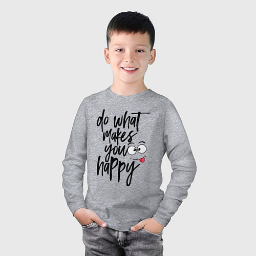 Детский лонгслив Do what makes you happy / Меланж – фото 3
