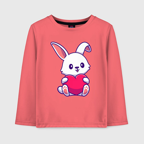 Детский лонгслив Heart rabbit / Коралловый – фото 1