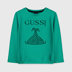 Лонгслив хлопковый детский Гусси черный - два гуся, цвет: зеленый