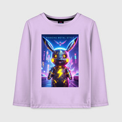 Детский лонгслив Cyber Pikachu - metal style neon glow