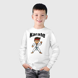 Лонгслив хлопковый детский Юный боец карате fighter, цвет: белый — фото 2