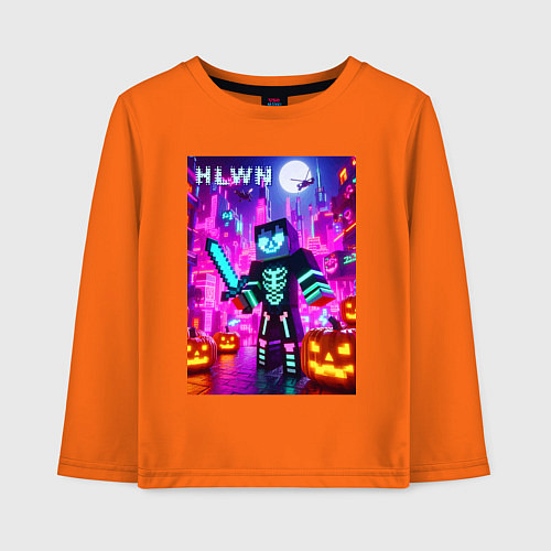 Детский лонгслив Minecraft and halloween - collaboration fantasy / Оранжевый – фото 1
