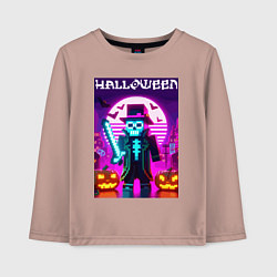 Лонгслив хлопковый детский Скелет в шляпе с мечом - Майнкрафт, цвет: пыльно-розовый