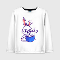 Лонгслив хлопковый детский Кролики с книжкой, цвет: белый