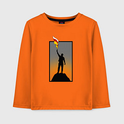 Лонгслив хлопковый детский Человек с осетинским флагом, цвет: оранжевый